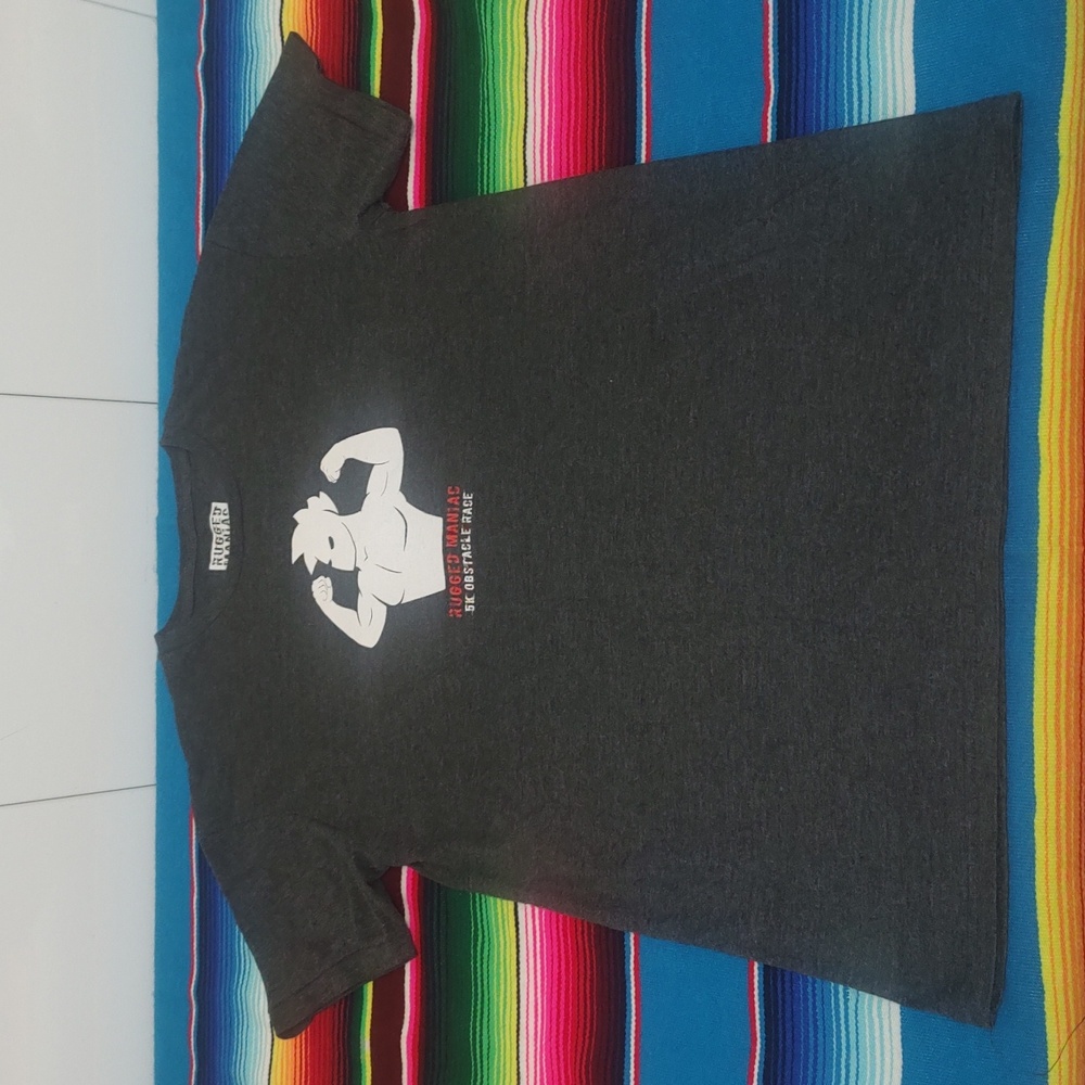 Rugged Maniac 5K Obstacle Race Gray Crew Neck T-shirt Men's Medium